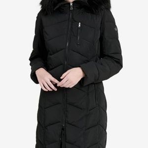 Calvin Klein Faux-Fur-Trim Down Puffer Coat